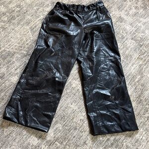 Anine Bing Black vegan Leather Wideleg pants - size XS - elastic waist